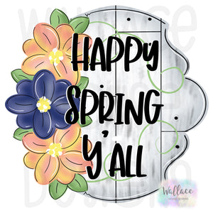 Happy Spring Y’all Floral Frame Printable Template