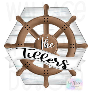 Nautical Wheel Banner Printable Template