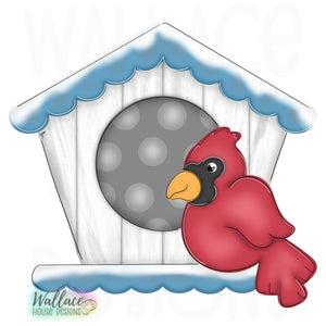 Snowy Cardinal Birdhouse Printable Template
