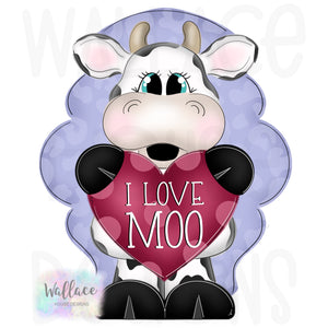 I Love Moo Valentines Cow JPEG