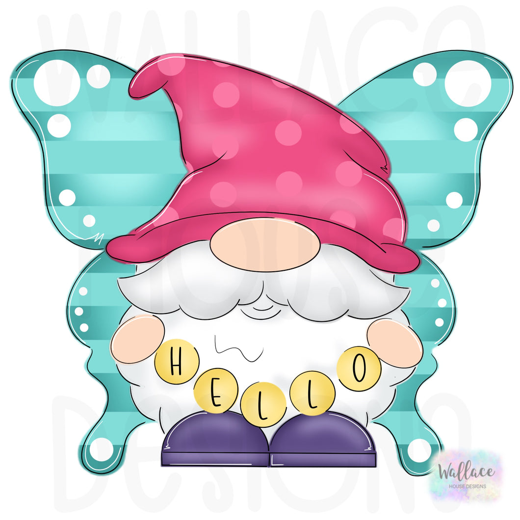 Hello Butterfly Gnome Printable Template