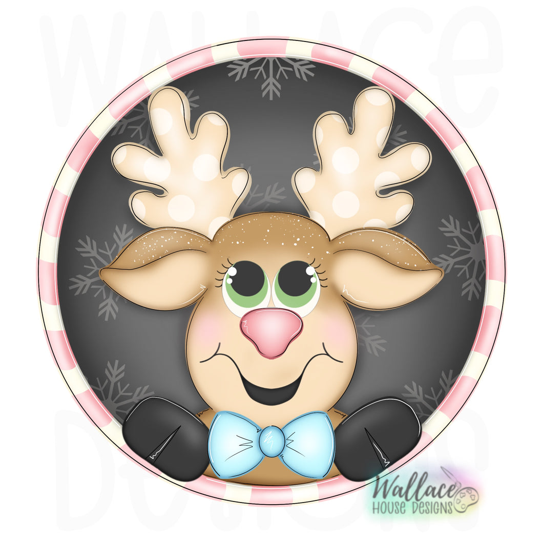 Peekaboo Reindeer Round Printable Template