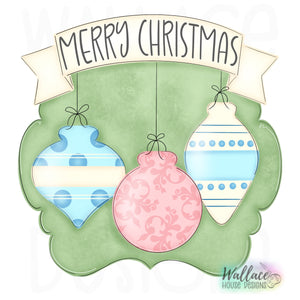 Retro Merry Christmas Ornaments Banner JPEG