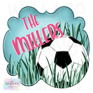 Soccer Ball in the Grass Frame Printable Template