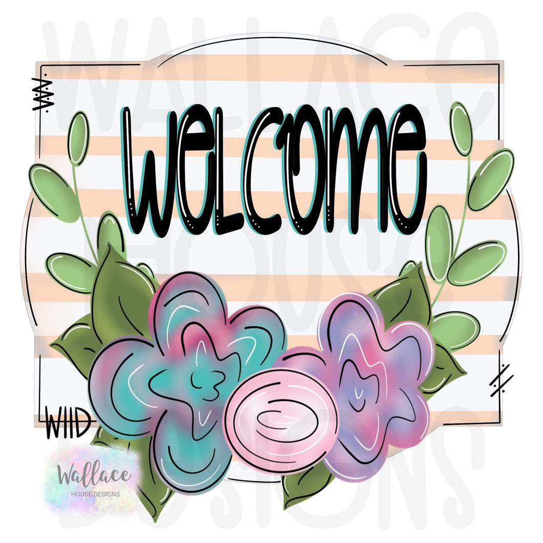 Welcome Floral Frame Printable Template
