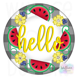 Hello Watermelon Wreath Printable Template