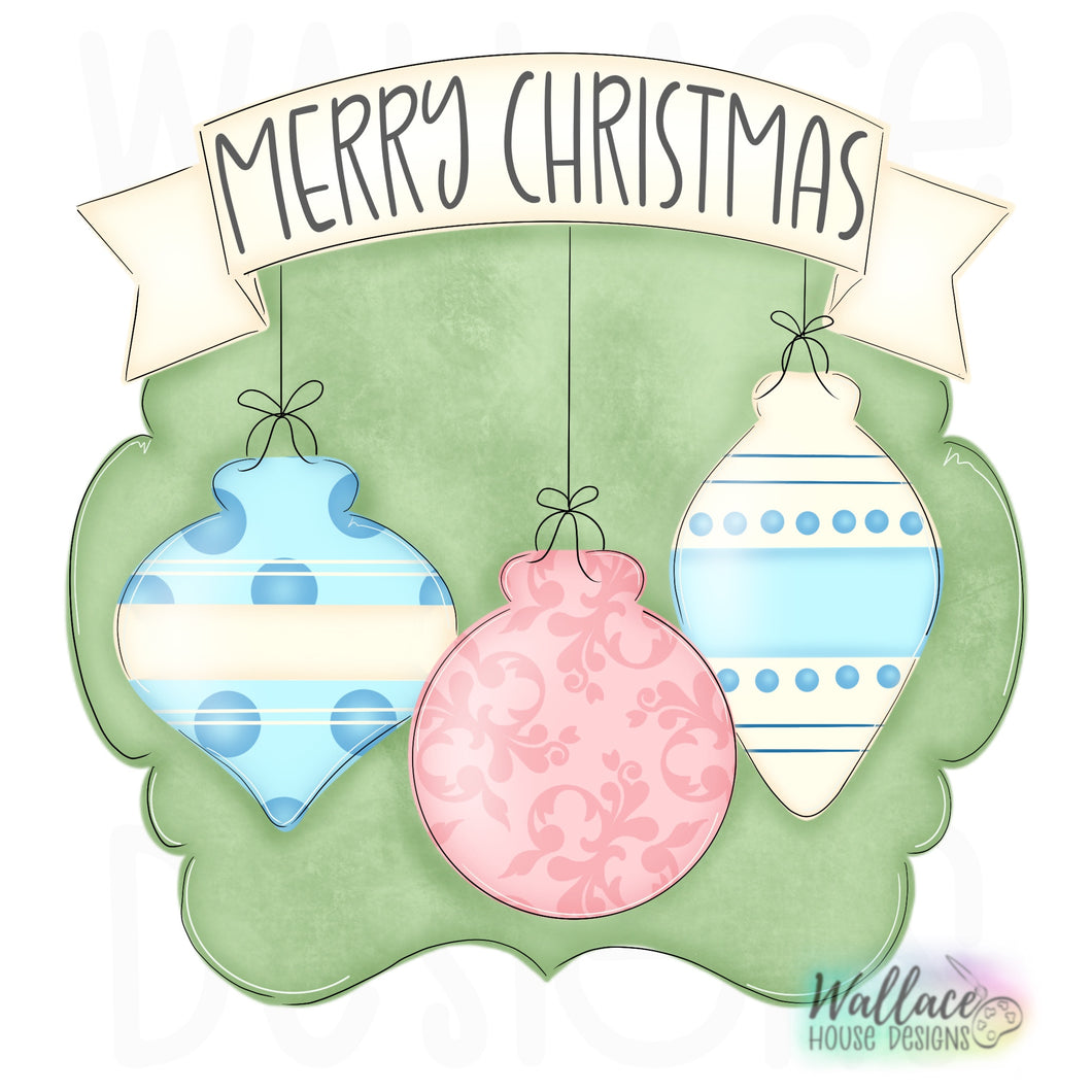 Retro Merry Christmas Ornaments Banner Printable Template