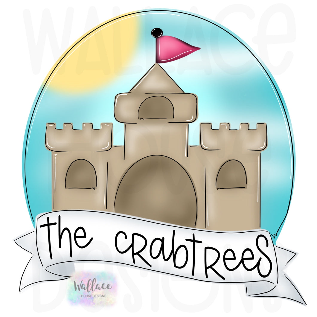 Sand Castle Banner Round Printable Template