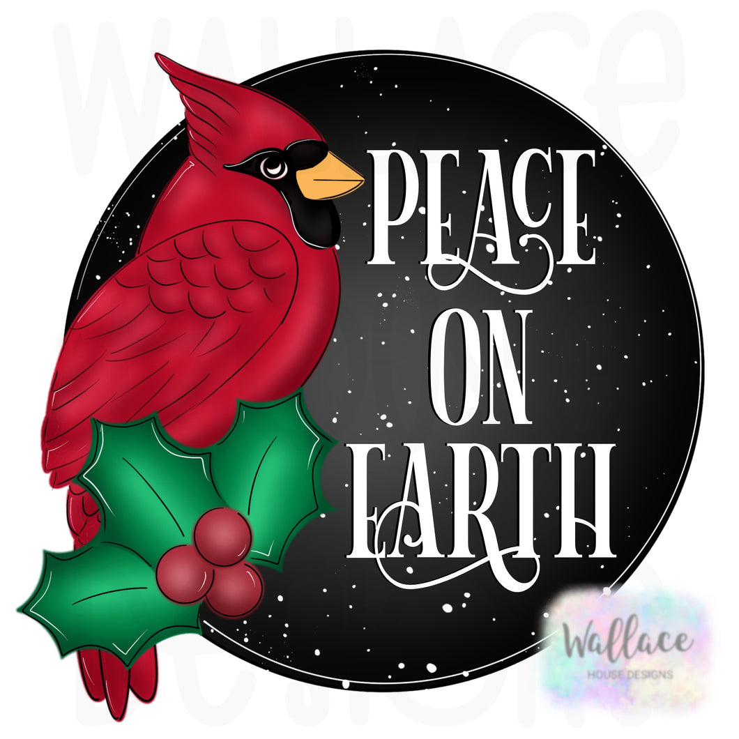 Peace on Earth Cardinal Round Printable Template