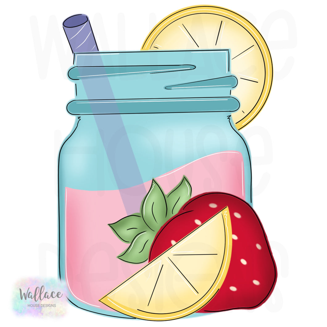 Strawberry Lemonade Mason Jar Printable Template