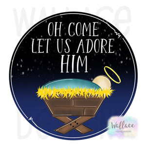 Oh Come Let Us Adore HIM Manger Printable Template
