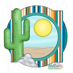 Western Cactus Quatrefoil Frame JPEG