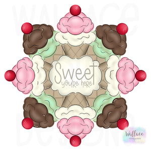 Life is Sweet Ice Cream Cone Wreath Printable Template