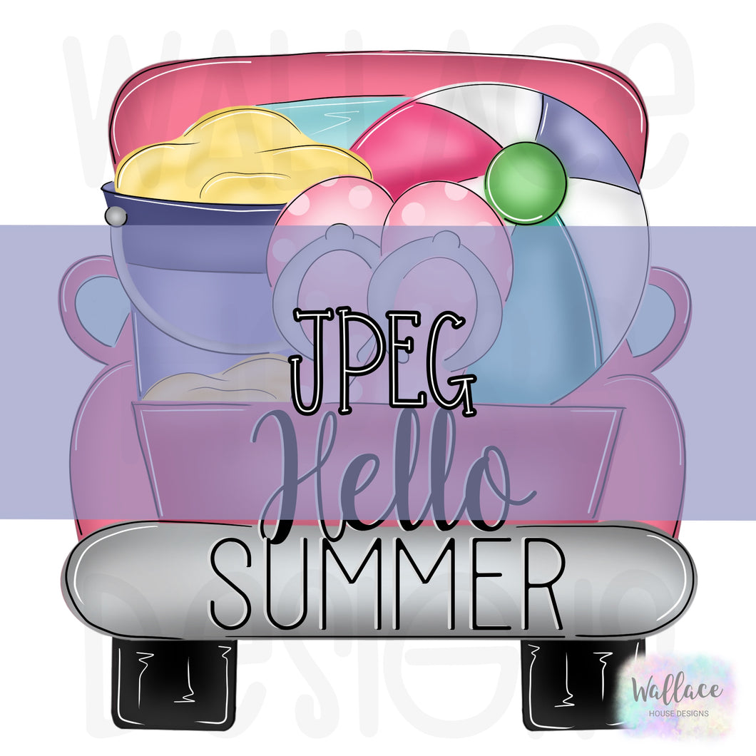 Hello Summer Beach Truck Bed JPEG