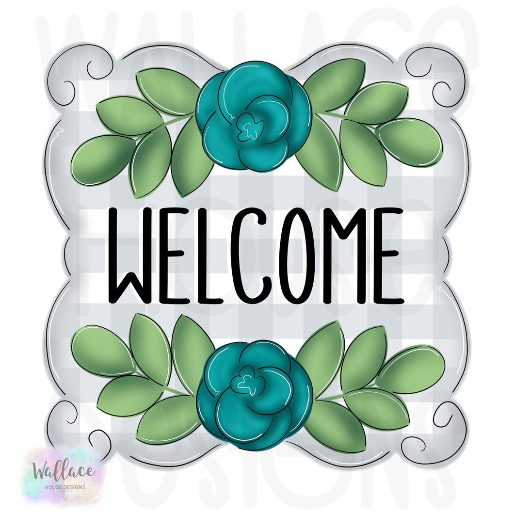 Welcome Floral  Funky Frame Printable Template