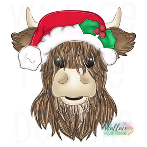 Christmas Highland Cow Printable Template