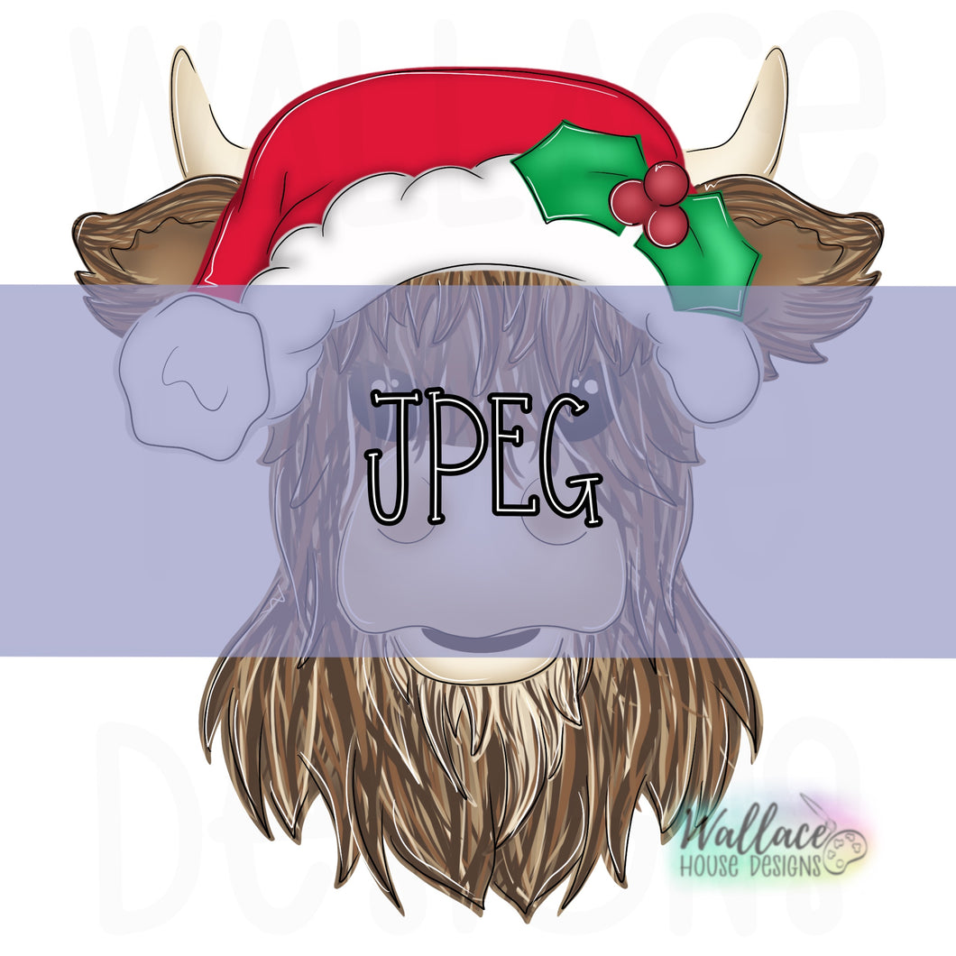Christmas Highland Cow JPEG