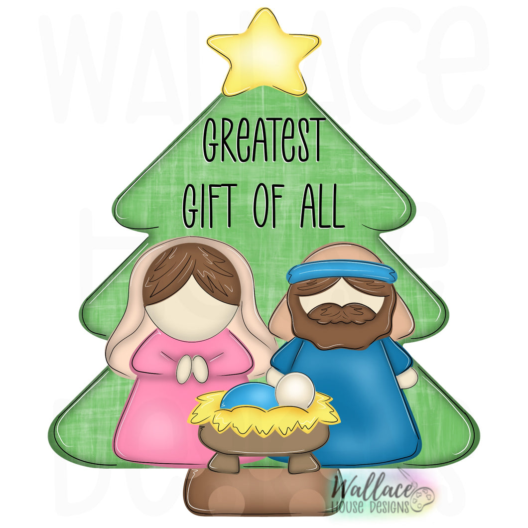 Greatest Gift Nativity Christmas Tree Printable Template