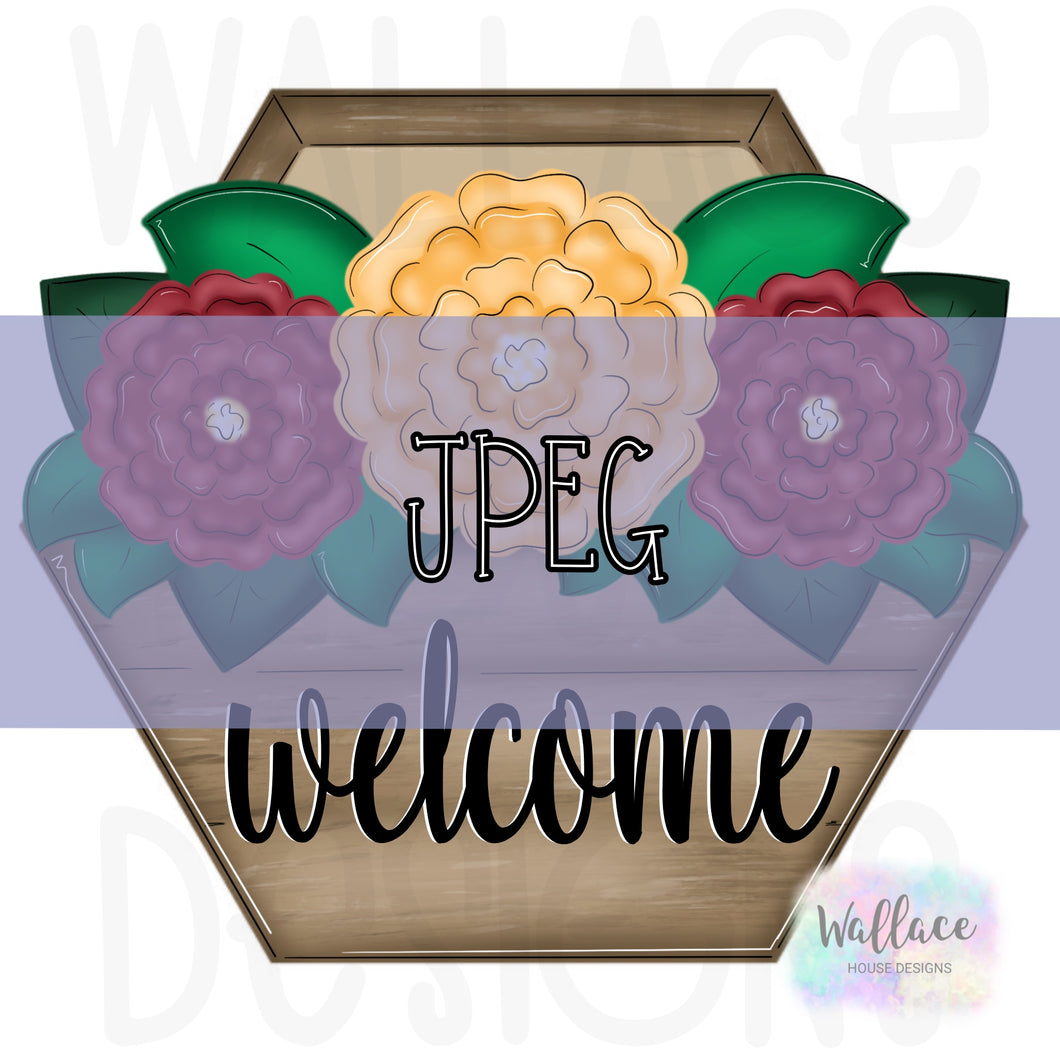 Welcome Floral Hexagon Planter JPEG