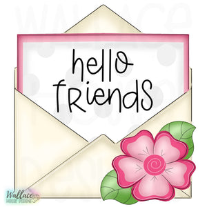 Hello Friends Floral Envelope JPEG
