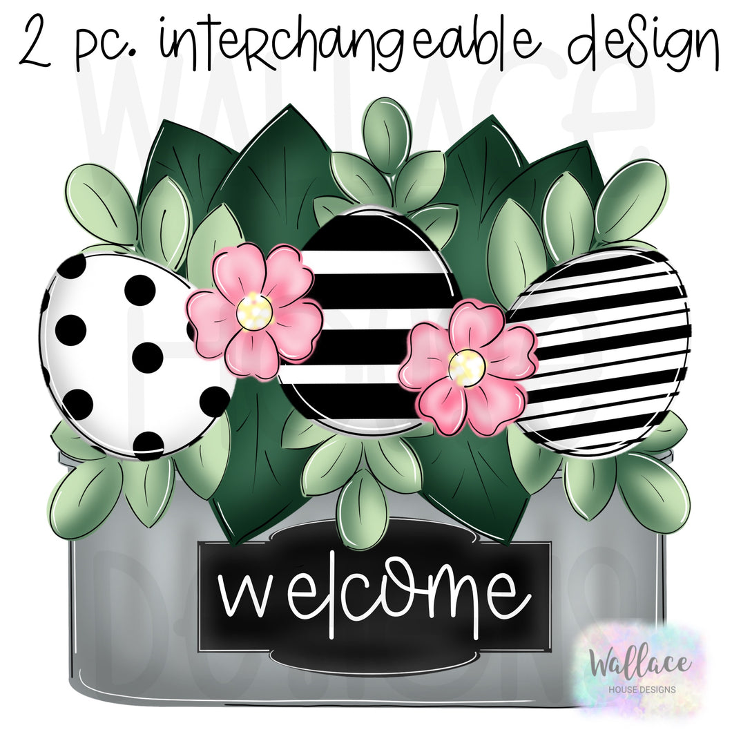 Easter Egg Floral Interchangeable Planter Printable Template 2 pc.