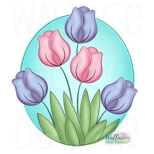 Spring Tulip Oval Frame Printable Template