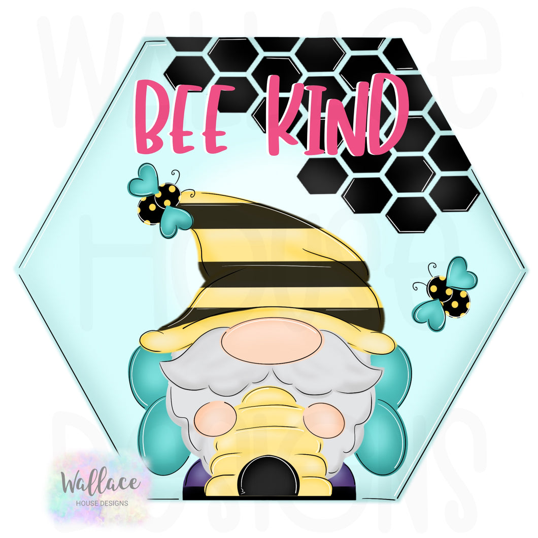 Bee Kind Gnome Hexagon Printable Template