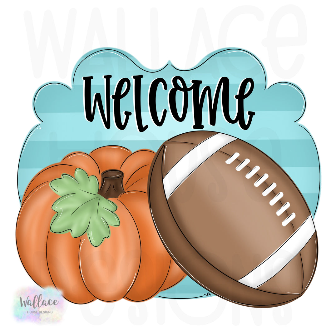 Welcome Pumpkin Football Frame Printable Template