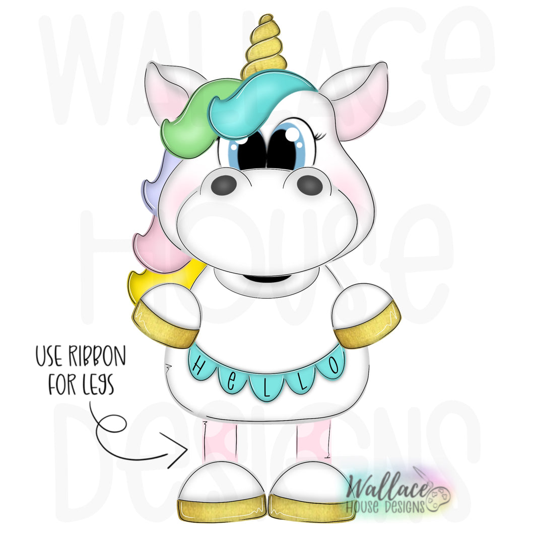 Hello Unicorn Ribbon Legs Printable Template
