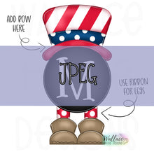 Load image into Gallery viewer, Top Hat Uncle Same Frosty Monogram Ribbon Feet JPEG
