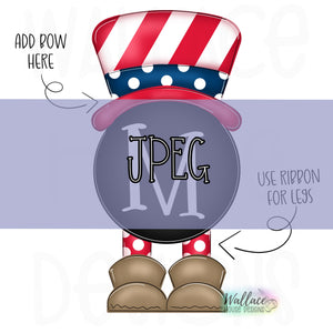 Top Hat Uncle Same Frosty Monogram Ribbon Feet JPEG