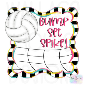 Bump Set Spike Volleyball Net Printable Template
