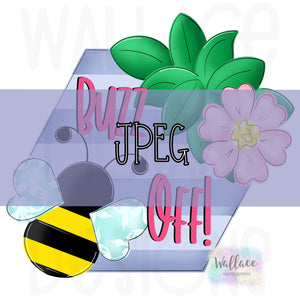 Buzz Off Floral Bee Hexagon JPEG
