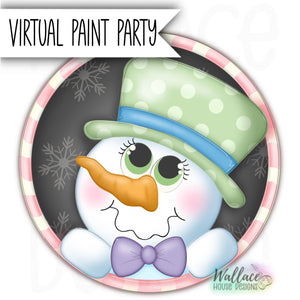 Virtual Paint Party - Peekaboo Snowman