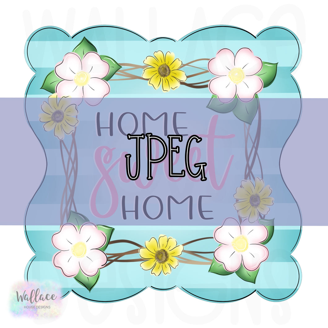 Home Sweet Home Floral Grapevine Wreath JPEG