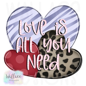 All You Need is Love Heart Trio Printable Template