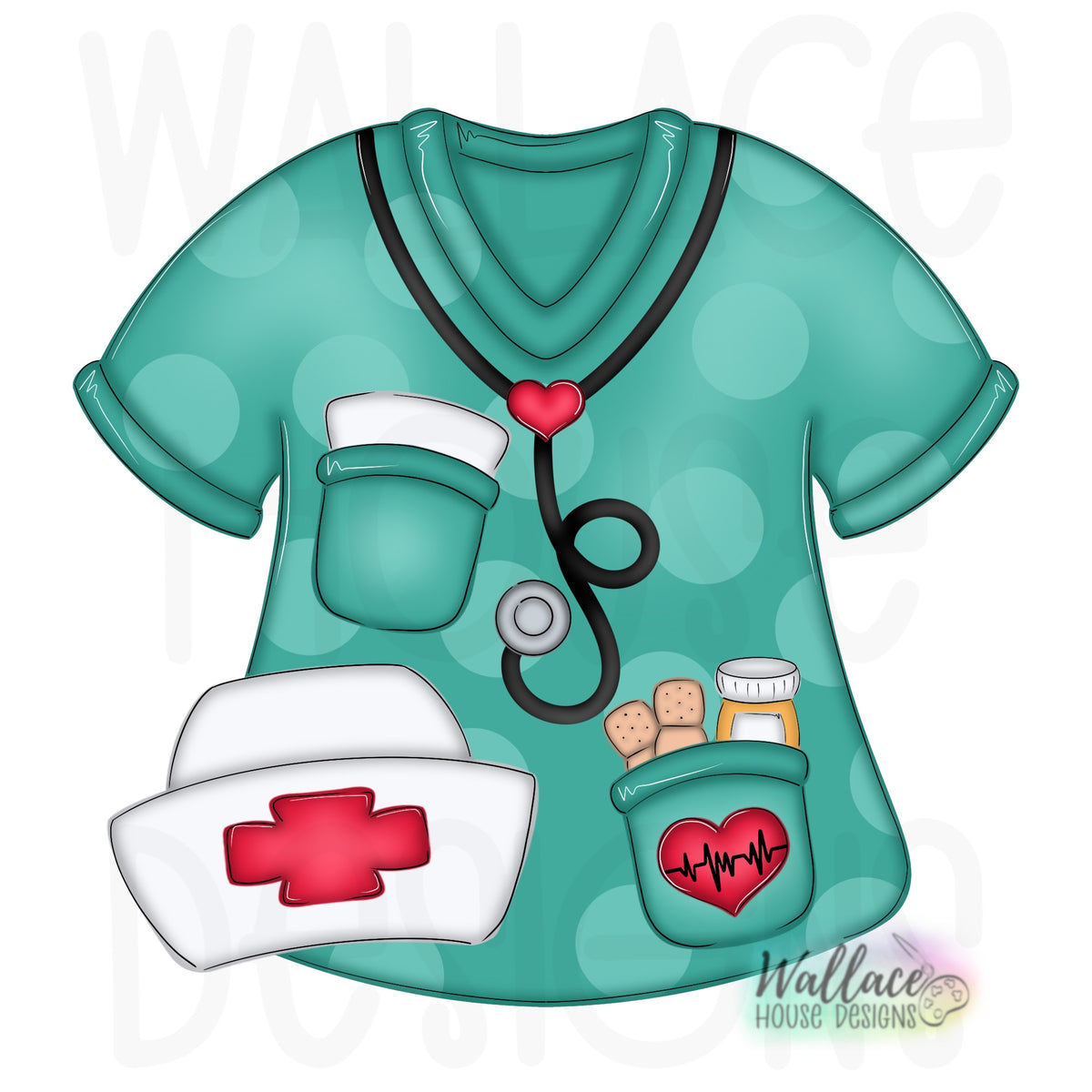 Nurse Scrub Top Printable Template Wallacehousedesigns
