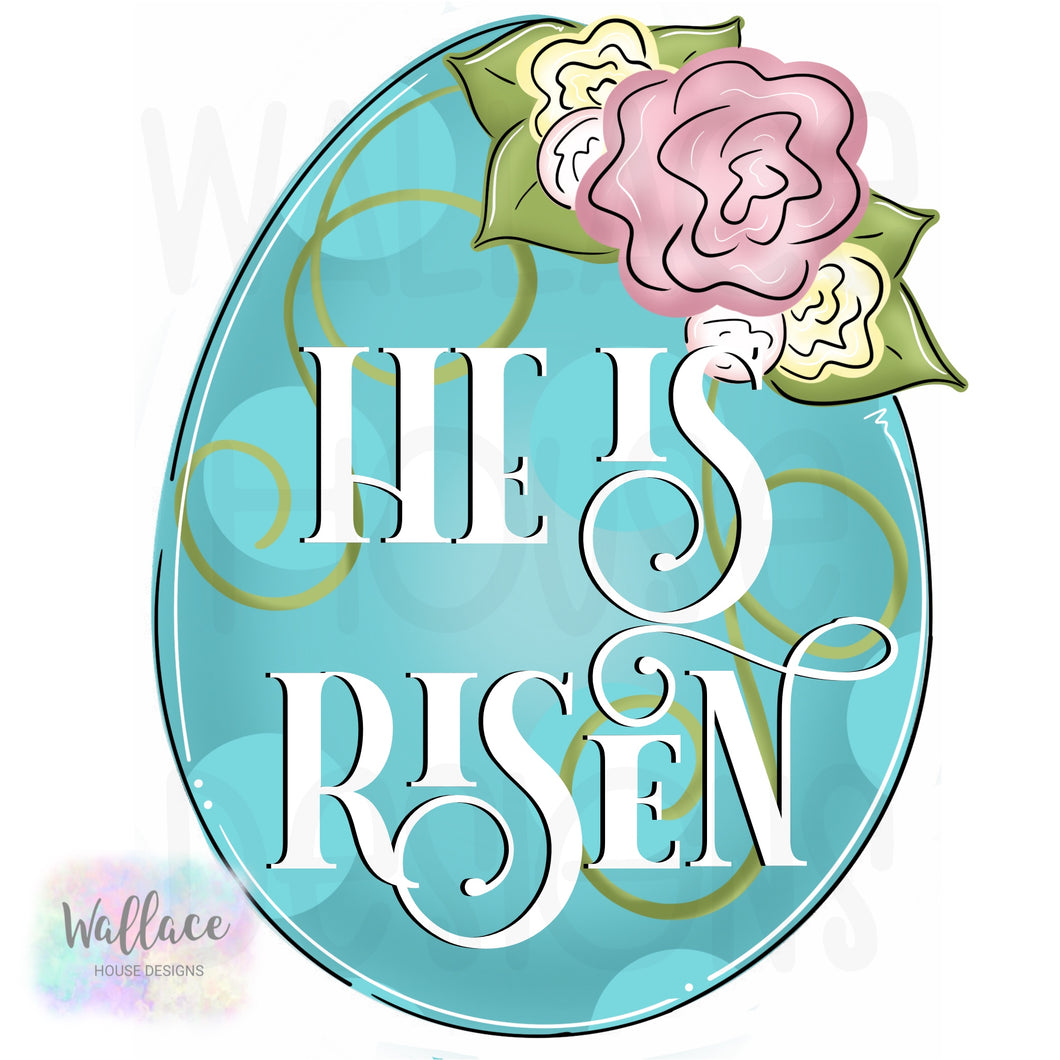 He Is Risen Floral Easter Egg Printable Template