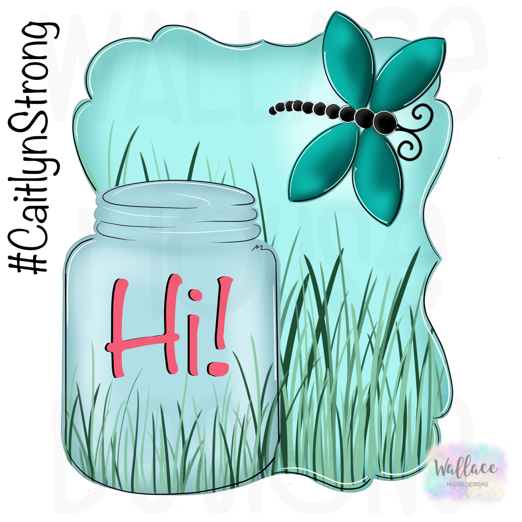 HI Dragonfly Mason Jar Frame Printable Template