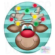 Load image into Gallery viewer, Reindeer Tangled Lights Round JPEG
