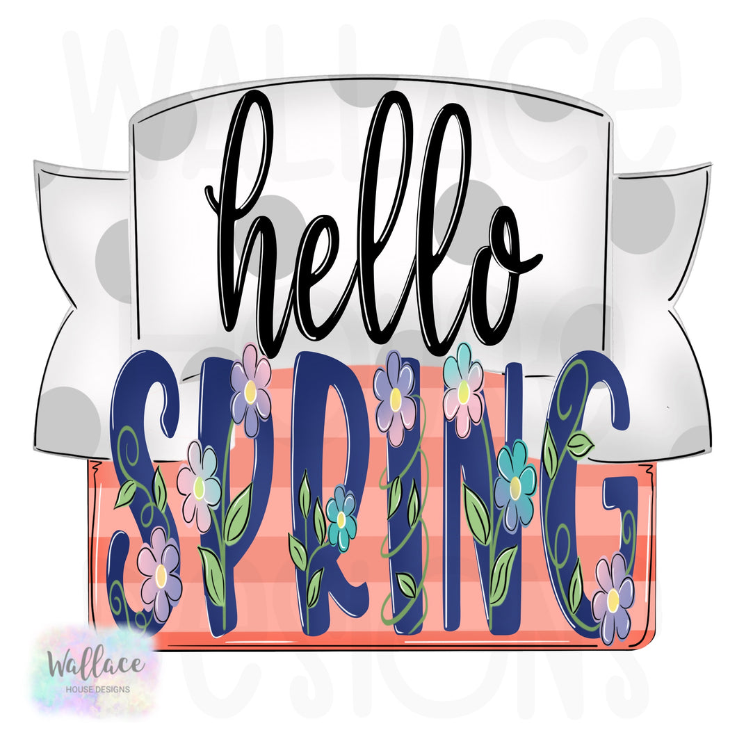 Hello Spring Floral Banner Printable Template