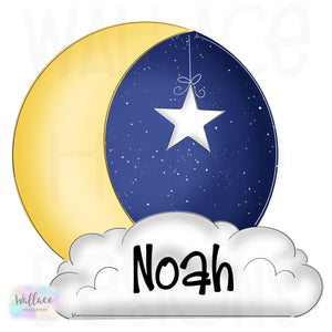 Cloudy Night Moon and Star Printable Template