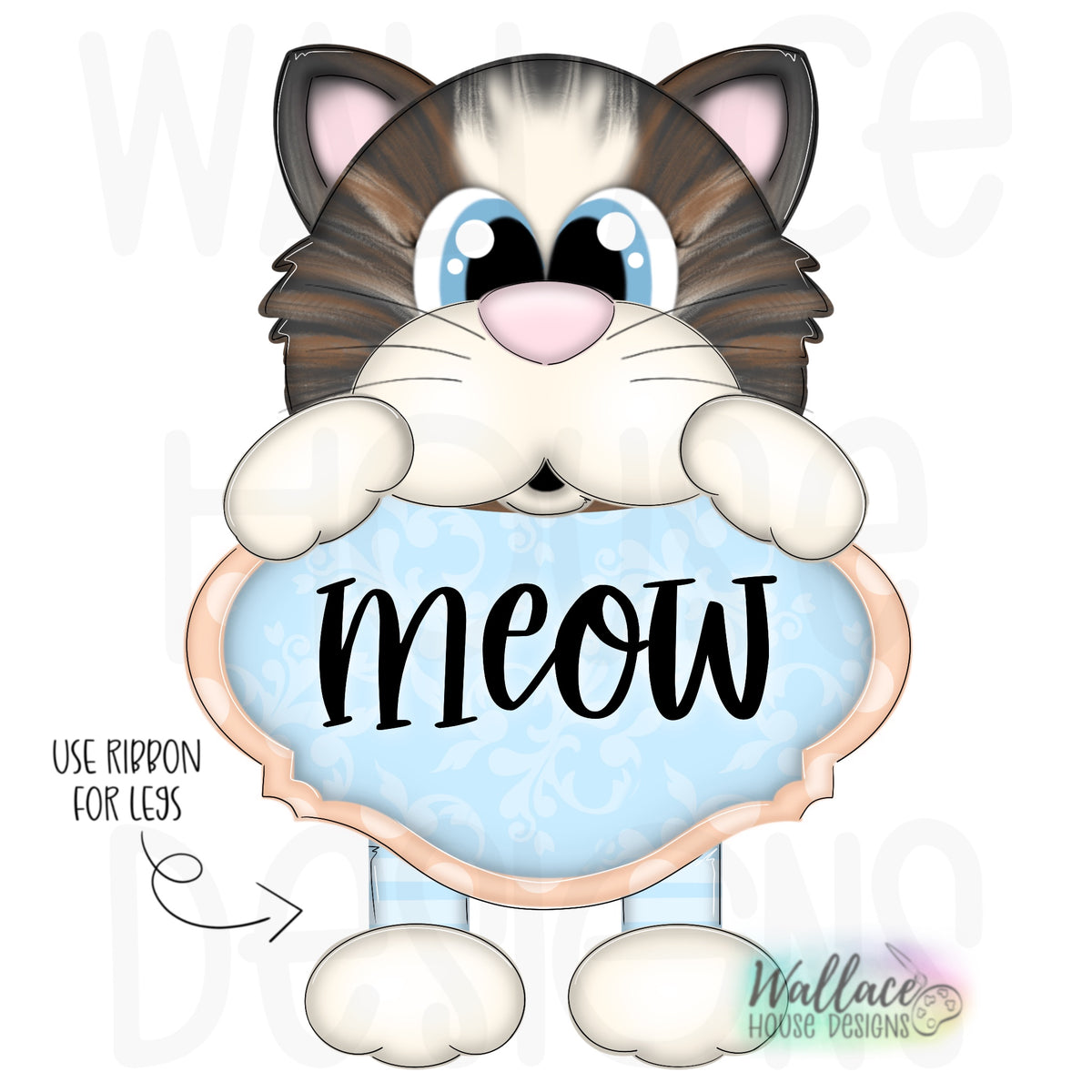 Meow Kitty Cat Ribbon Legs Printable Template – wallacehousedesigns