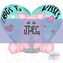 Load image into Gallery viewer, Hogs and Kisses Valentines Pig JPEG

