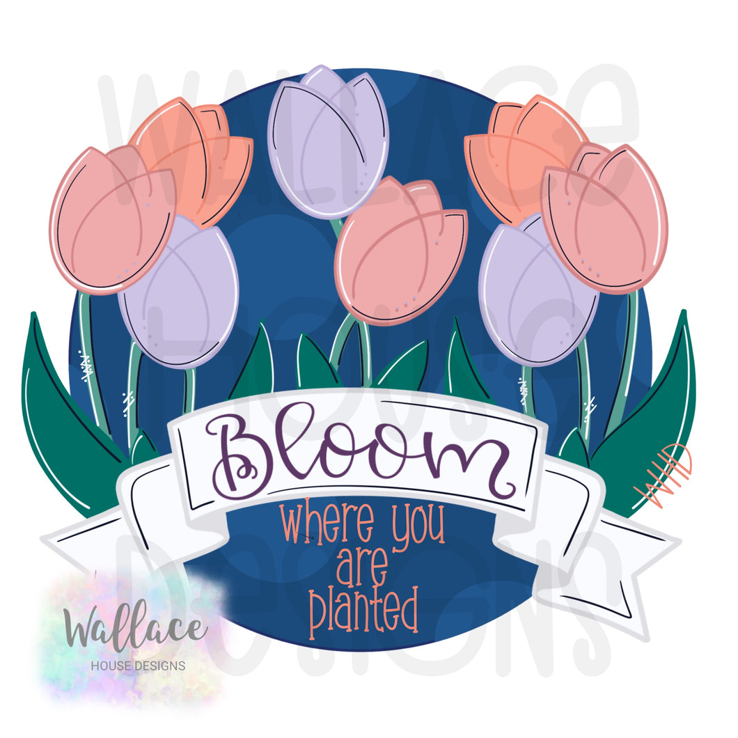 Bloom Where You Are Planted Tulips Round Printable Template