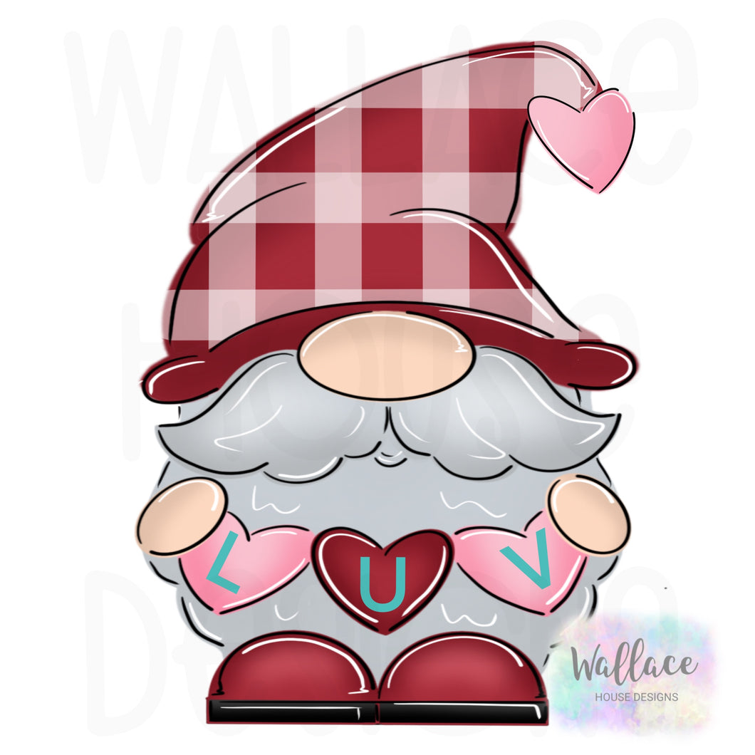 LUV Valentines Gnome Printable Template