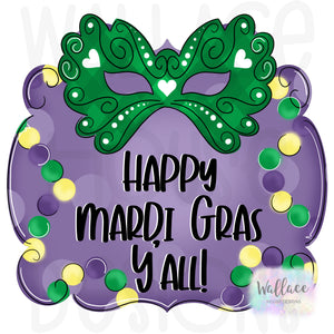 Happy Mardi Gras Y'all Mask Frame Printable Template