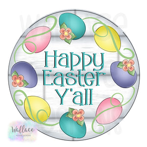 Happy Easter Y’all Floral Wreath Printable Template