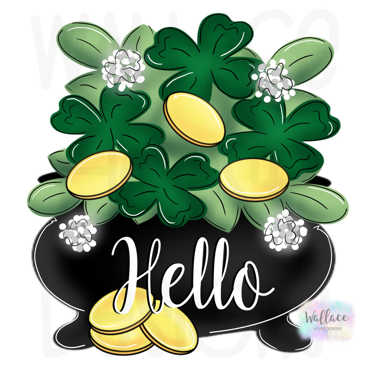 Hello Shamrock Pot of Gold Printable Template – wallacehousedesigns