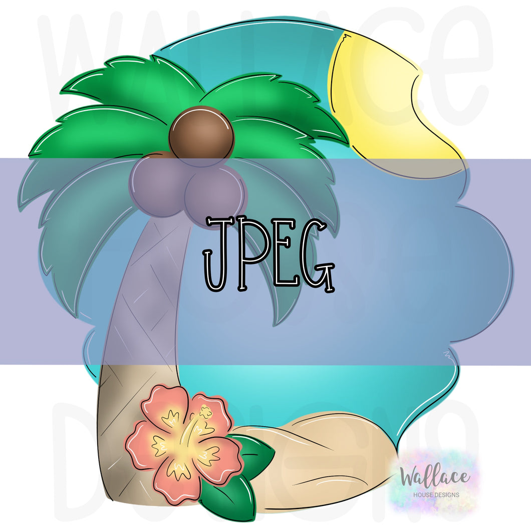 Palm Tree Floral Frame JPEG